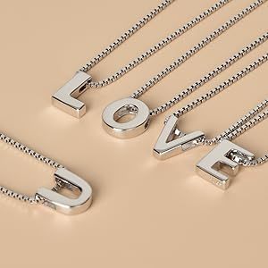 Collier lettre mode Collier neutre plaqué or plaqué rhodium <span class=keywords><strong>en</strong></span> argent sterling 925 Design classique - Product Image 6