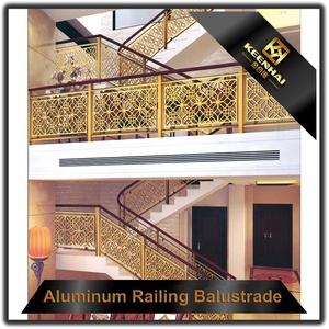 Keenhai nội thất sang trọng prefab nghệ thuật vàng brass cầu thang lan can khách sạn lan can tay vịn cho nhôm thép trong nhà boong biệt thự - Product Image 5