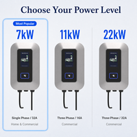 Station de recharge murale pour voitures électriques NECS modèle 3010, nouvelle, 7 kW, 11 kW, 22 kW, type 2 AC, argent