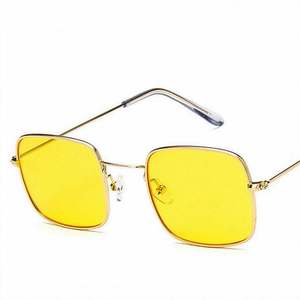 Lunettes de soleil rétro tendance 2019 pour hommes et femmes, verres transparents jaunes et roses, petite monture carrée en métal - Product Image 3