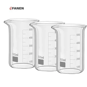 Copo de medição graduado de borosilicato para laboratório, copo alto resistente ao calor de 500ml Fanen