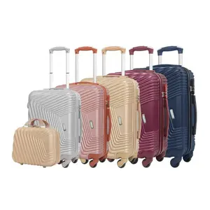 高品质ABS轻质材料12 16 20 24 28 32 6件粉色旅行拉杆包4旋转轮行李箱