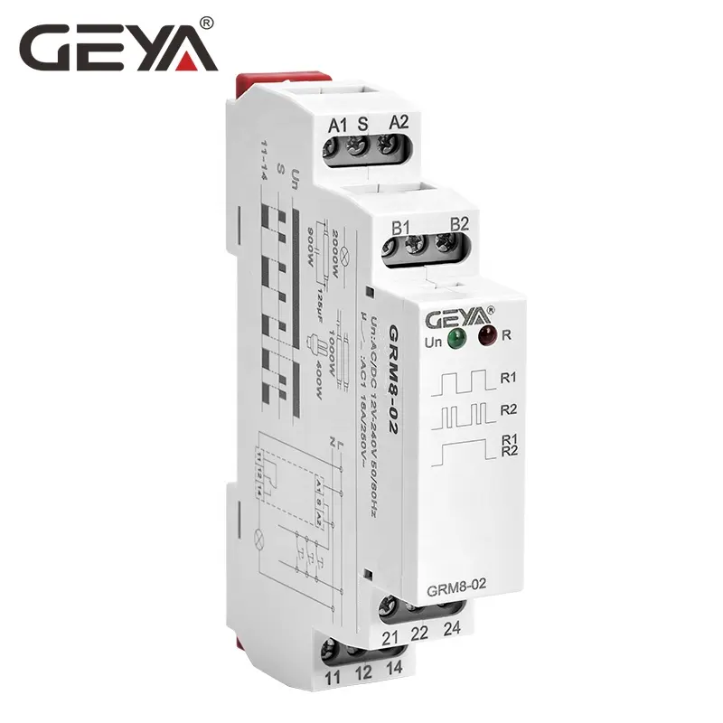GEYA GRM8 DIN 레일 장착 AC 230V AC/DC12V-240V SPDT 메모리 래칭 릴레이 전기