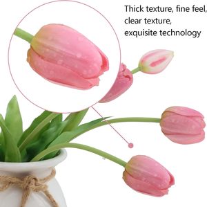 Lot de 5 fleurs artificielles de tulipes douces au toucher réel, de haute qualité, écologiques, pour la décoration de la maison - Remise de diplôme, Pâques, Noël, Nouvel An - Product Image 3
