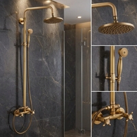 Système de douche à tuyaux apparents à double fonction, pommeau de douche pluie 8 pouces, ensemble de fixation en laiton, robinets thermostatiques Quadra Handle