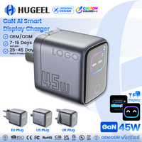 Chargeur Type C de haute qualité 45W, chargeur rapide GaN pour Phone13-18, écran TFT AI, adaptateur mural USB C portable pour téléphone