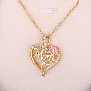 Collar con Colgante Floral de Corazón MOM para Mujer, Cadena para Clavícula, Joyería de Regalo - Product Image 6