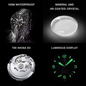 <span class=keywords><strong>CADISEN</strong></span> moda 2025 nuevo reloj mecánico automático hombre correa de lona reloj de pulsera NH35 relojes luminosos impermeables - Product Image 6