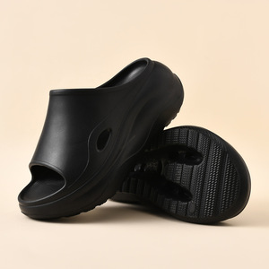 Sandalias de Plataforma para Mujer, Marca Guru, Suela Gruesa, Aumentan la Altura, Antideslizantes, para Interiores y Exteriores, EVA, Blanco Leche, Negro Mika - Product Image 3