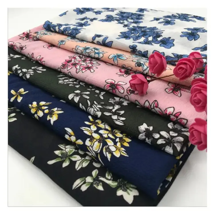 hot sale custom design 75d Pearl chiffon flower fabric for clothes