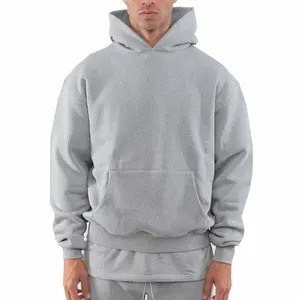 Üretici özel erkek çevre dostu Hoodies pamuk damla omuz kazak sokak erkekler ağır boy düz Hoodies