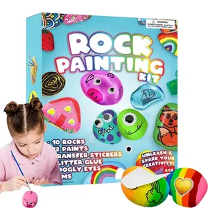 Neue 38 Stück Kinder andere Bildung Spielzeug Aktivitäten Flat Smooth River Rocks Kunst handwerk Rock Painting Kit für Kinder