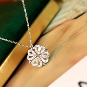 สร้อยคอทองคำ 18K รูปใบโคลเวอร์สี่แฉก Xinfly Trendy ประดับเพชรธรรมชาติ 0.25 กะรัต Au750 สวมใส่ได้สองแบบ เหมาะสำหรับงานหมั้น - Product Image 3