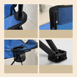 Fauteuil pliant Ruida, chaise de plage rouge 50x50x80cm, chaise de camping pliable pour l'extérieur avec porte-gobelet - Product Image 5