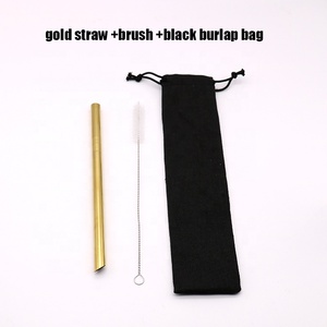 12 mm boba té de burbuja de inclinación de <span class=keywords><strong>punta</strong></span> de oro de metal de acero inoxidable reutilizable paja de beber - Product Image 5