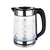 Bouilloire électrique sans fil 1500W en verre borosilicate haute résistance, fonction maintien au chaud, capacité 2.0L, arrêt automatique, protection contre l'ébullition à sec, usage domestique