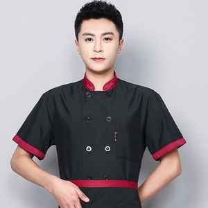 Venta al por mayor de alta calidad de cocinero personalizado Hotel cocina Chef abrigo de algodón poliéster Chef chaquetas restaurante negro mujeres Chef uniforme - Product Image 3