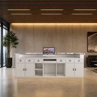 Comptoir de réception moderne de luxe en acier inoxydable, sur mesure pour salon de beauté, hôtel, boutique de vêtements