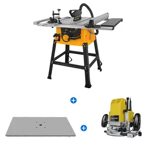 Luxter 255Mm 1800W Snijden Tafelcirkelzaag + Router + Router Platform Tafel Zag Voor Houtbewerking