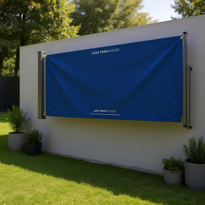 Toldo Lateral Azul de Tela de Poliéster con Estructura de Acero, Retráctil Manual, Montado en Pared, Estilo Moderno - Product Image 2