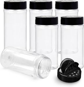 2021 Hot Selling Food Grade 450ml 15Oz PET Plastic BPA Free Screw Top Salt and Pepper Shakers <b>Spice</b> <b>Jar</b> with <b>Labels</b> - Product Image 1