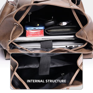 Sac à Dos Homme Personnalisé Mode Imperméable Léger Portable Vintage Sport en PU avec Bretelles Courbées en Polyester - Product Image 5