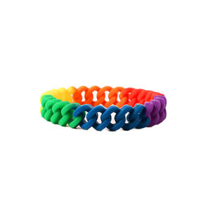 Pulsera de cadena hueca de pulsera de arcoíris colorida elástica de silicona personalizada de fábrica para lesbianas y gays - Product Image 4