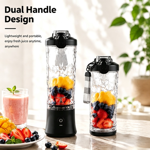Portable Blender with Ice Crushing Function, Electric Personal Fruit Juice Mixer for Travel