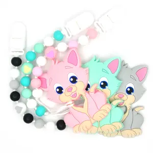 Lovely Animal Teething Baby Silicone Beads Blank Dummy Pacifier Chains