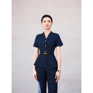 Office Lady Short Sleeve Top Summer Worsted Suit Jacket Commute Style - Product Image 1