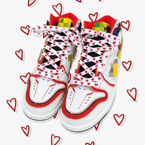 Olian Vente en gros Personnalisé Qualité supérieure Pêche Coeur Imprimé Noir Blanc AF Lacet Toile Sport Lacets Plats - Product Image 5