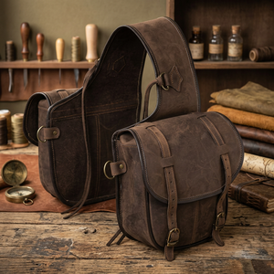 Sac de selle en cuir véritable sculpté à la main pour chevaux western et motos, avec fixation SS personnalisée et logo sur mesure - Product Image 3
