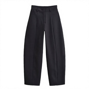 Pantalon plissé décontracté taille haute pour femme, nouvelle collection automne 2026, respirant, avec poches décoratives style vintage, longueur cheville, 100% coton - Product Image 4