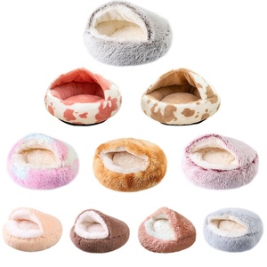 Wholesale Hot Sale Custom Faux Fur Comfortable Washable Luxury Fluffy Plush Cave Hooded Cat <strong>Dog</strong> <strong>Beds</strong> Round Pet <strong>Bed</strong> for <strong>Dogs</strong> - Product Image 5