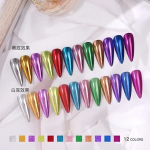 Nouveau Paquet Produits pour Les Ongles 1.5g Pressé Miroir Brillant Solide Chrome Poudre Gel