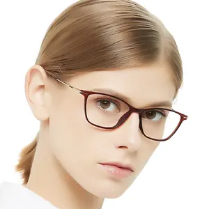 Gafas de lectura de plástico con bloqueo de luz azul para mujer, anteojos de lectura con marco transparente, a la moda, con prescripción óptica