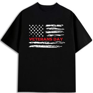 Camiseta de Hombre con Diseño de la Bandera Americana, 180GSM, Algodón, Cuello Redondo, Corte Regular, Diseño para el Día de los Veteranos - Product Image 1