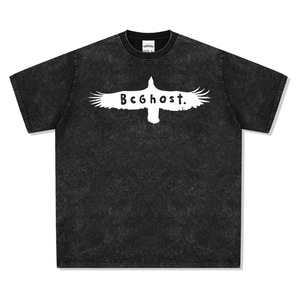 เสื้อยืดแขนสั้นพิมพ์<span class=keywords><strong>ลาย</strong></span><span class=keywords><strong>สัก</strong></span>สไตล์อเมริกันเรโทรสีดำ ลุควินเทจ ซักฟอกแบบวินเทจ ทรงหลวม - Product Image 1