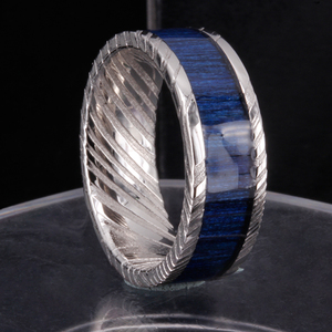 Anello da Uomo in Meteorite, Anello Damascato Blu, Finitura Opaca di Lusso, Gioielleria all'Ingrosso SZ CHENG JEWELERS - Product Image 3
