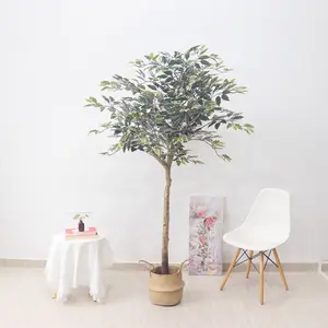 foldable evergreen artificial benjamina ficus trees natural trunk realistic leaves indoor home office decorative ficus tree
