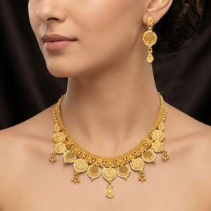 Collier classique en or massif de haute qualité pour femme, design goutte d'eau, bijoux de mariage, bijou indien, or certifié par une tierce partie - Product Image 1