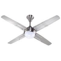 Ventilateur de plafond silencieux à moteur AC, 4 pales métalliques, profil bas, modèle de ventilateur de plafond avec lumière pour salon et chambre à coucher