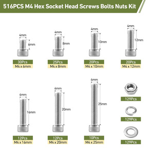 M3 Hex Socket Head Screw Kit 750Pcs Stainless Steel With Nuts Washers And Hex Key For Cross-border Use - Product Image 5