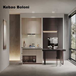 Armadio da cucina di lusso italiano di fascia alta moderno laminato verniciato bianco completo finitura Flat Pack per ville melamina bordo cerniera - Product Image 4