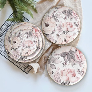 Camelia Bone China Plate Set Gold Trim Luxury Ceramic Hotel Theme Dining Collection para Steak Pasta Cake Restaurant Vajilla - Product Image 4