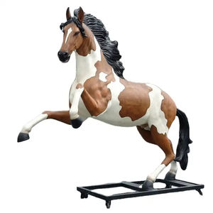 户外雕塑用高品质定制金属工艺品玻璃纤维真人大小马雕像 - Product Image 1