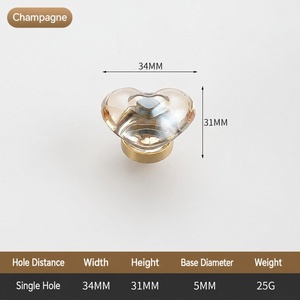Poignée simple en verre cristal bronze pour porte de placard, petite, de luxe, minimaliste, couleur champagne, transparente, contemporaine, pour villa et cuisine - Product Image 3