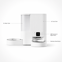 Distributeur automatique de nourriture et d'eau pour animaux de compagnie intelligent 2-en-1 avec caméra 3MP