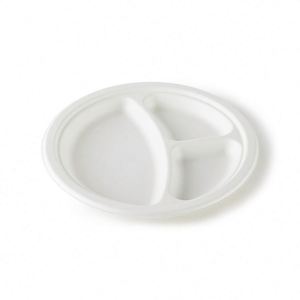 Assiettes jetables rondes personnalisées en canne à sucre biodégradable de 9 pouces, blanches, pour fêtes, vente en gros - Product Image 2