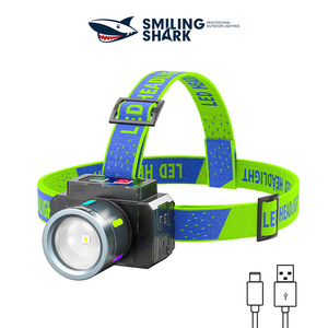 Linterna Frontal LED Smiling Shark, Batería Recargable, Luz Roja de Advertencia para Aventuras al Aire Libre - Product Image 1